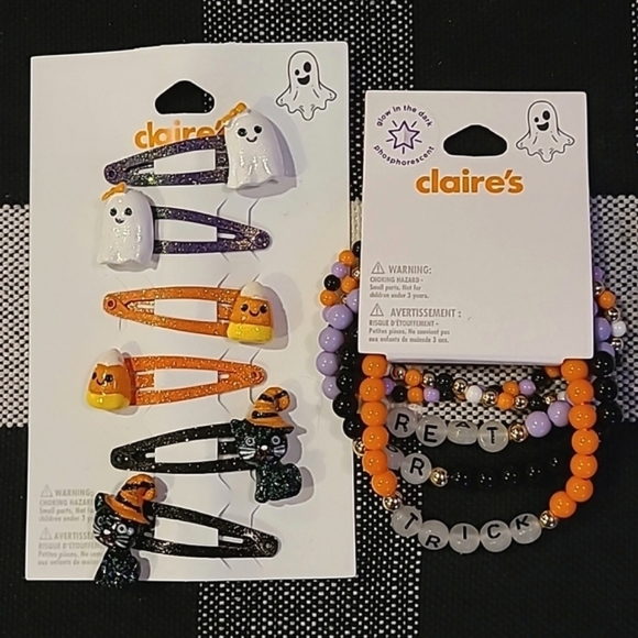 Claire's 2 Piece Halloween Accessories Bundle NWT! GLOW In The DARK! 🖤🧡 - Picture 4 of 11